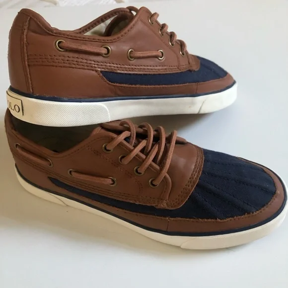Men\'s Ralph Lauren Polo Parkstone Low Shoes Brown Size 9,5 D‎ leather canvas Polo Ralph Lauren Parkstone Low Brown Tan Duck Shoes Men main image 4